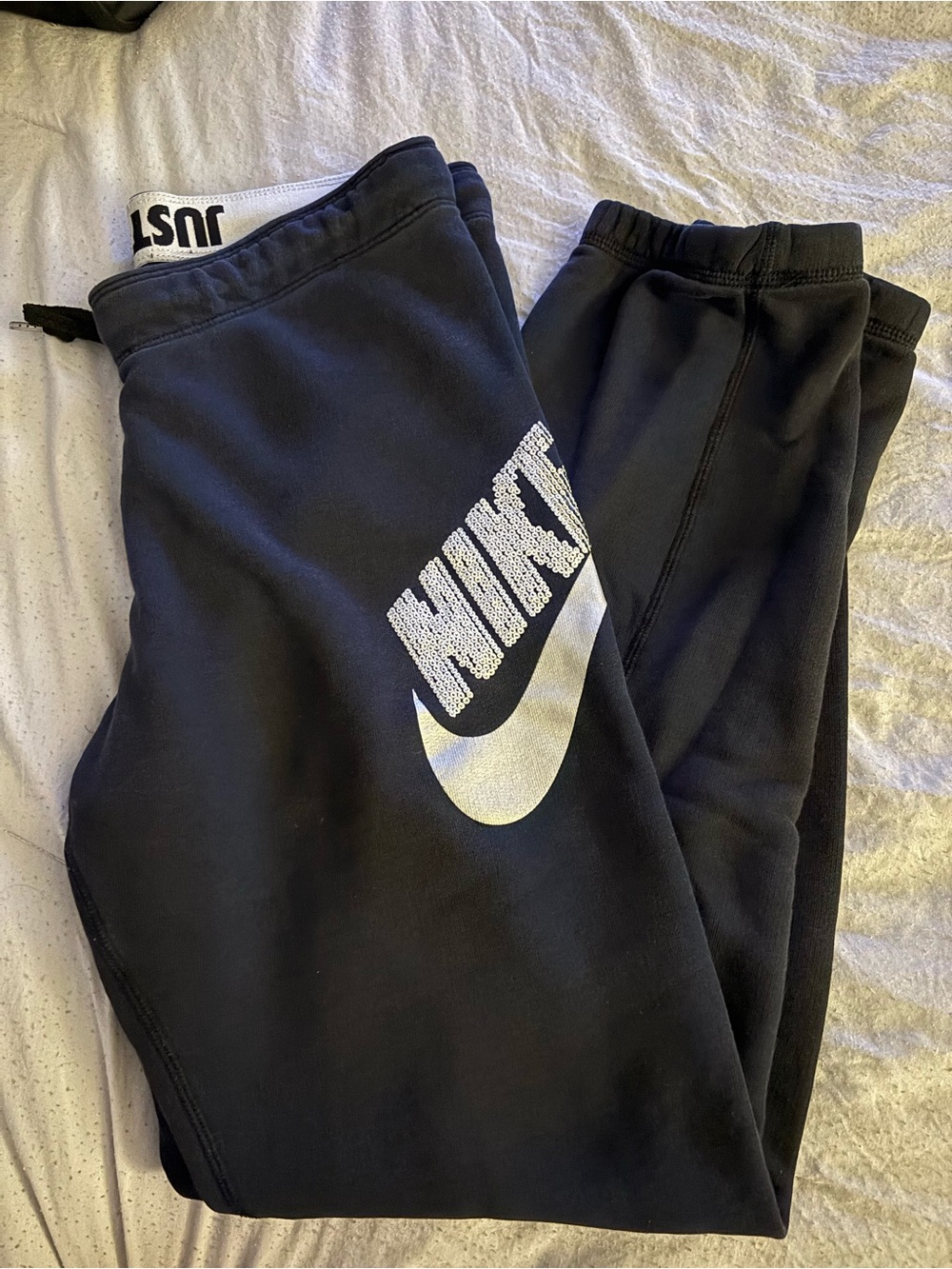 Nike Black Joggers with Silver Sequin Logo